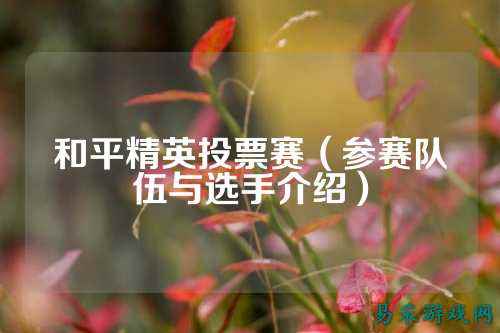 和平精英投票赛(参赛队伍与选手介绍)
