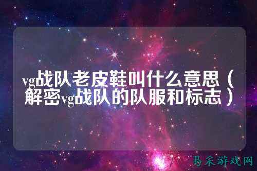 vg战队老皮鞋叫什么意思（解密vg战队的队服和标志）