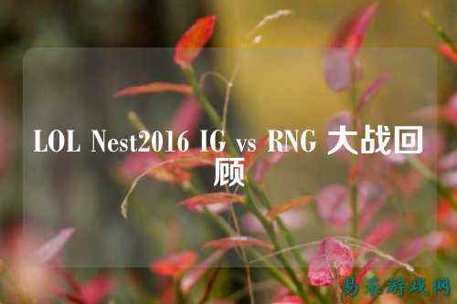 LOL Nest2016 IG vs RNG 大战回顾