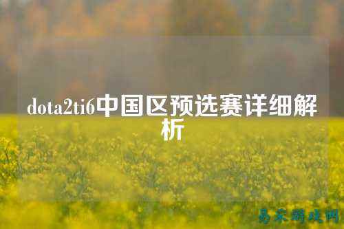 dota2ti6中国区预选赛详细解析