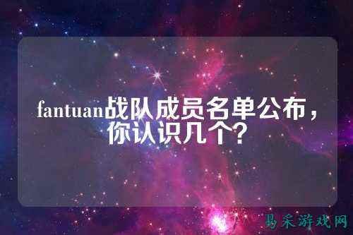 fantuan战队成员名单公布，你认识几个？