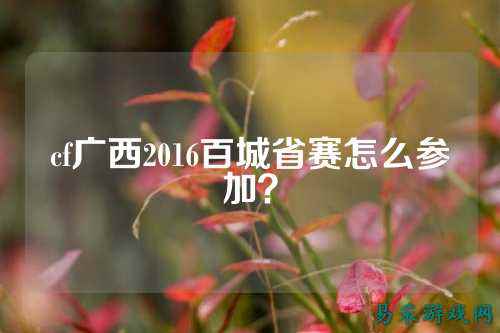 cf广西2016百城省赛怎么参加?