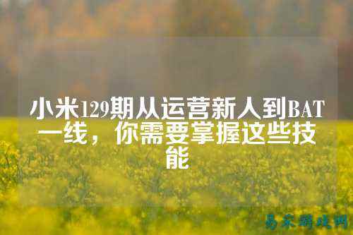 小米129期从运营新人到BAT一线,你需要掌握这些技能