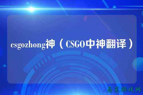 csgozhong神(CSGO中神翻译)
