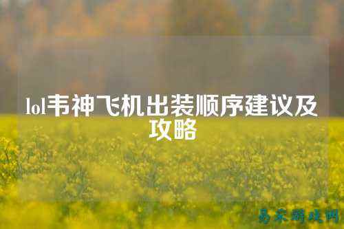 lol韦神飞机出装顺序建议及攻略