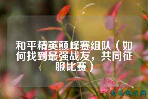 和平精英颠峰赛组队(如何找到最强战友,共同征服比赛)