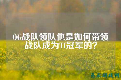 OG战队领队他是如何带领战队成为TI冠军的？