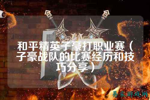 和平精英子豪打职业赛（子豪战队的比赛经历和技巧分享）