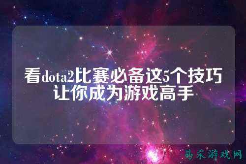 看dota2比赛必备这5个技巧让你成为游戏高手