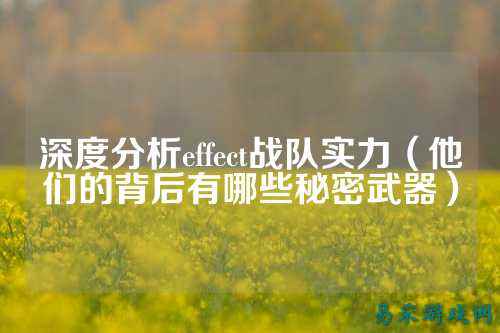 深度分析effect战队实力（他们的背后有哪些秘密武器）