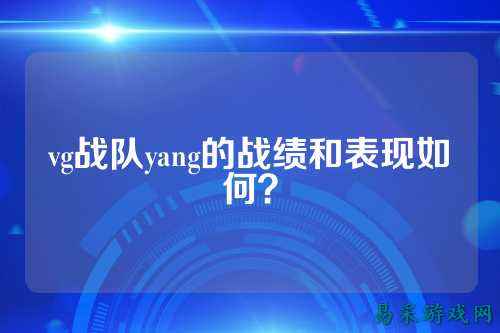 vg战队yang的战绩和表现如何？