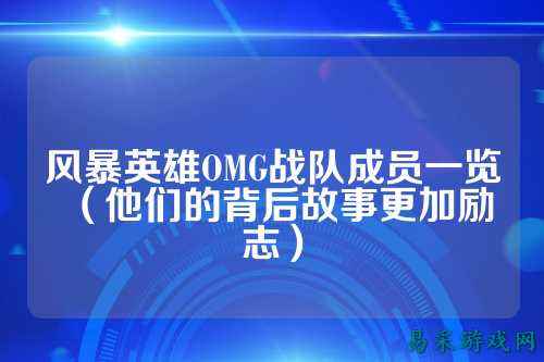 风暴英雄OMG战队成员一览（他们的背后故事更加励志）