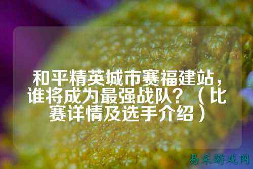 和平精英城市赛福建站，谁将成为最强战队？（比赛详情及选手介绍）