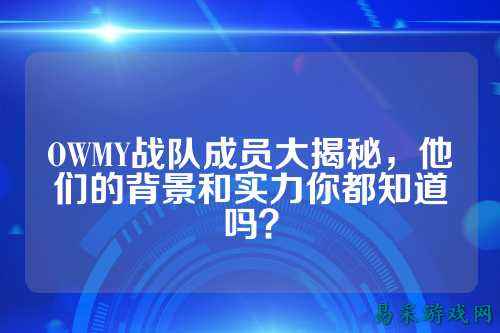OWMY战队成员大揭秘，他们的背景和实力你都知道吗？