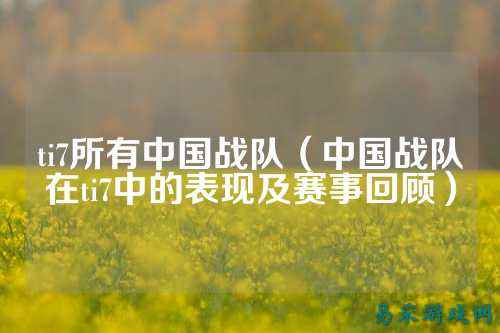 ti7所有中国战队（中国战队在ti7中的表现及赛事回顾）