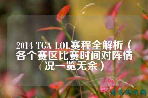 2014 TGA LOL赛程全解析(各个赛区比赛时间对阵情况一览无余)