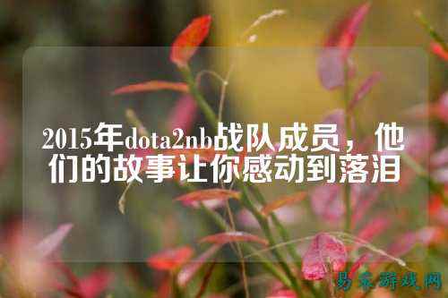 2015年dota2nb战队成员，他们的故事让你感动到落泪