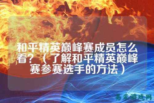 和平精英巅峰赛成员怎么看？（了解和平精英巅峰赛参赛选手的方法）
