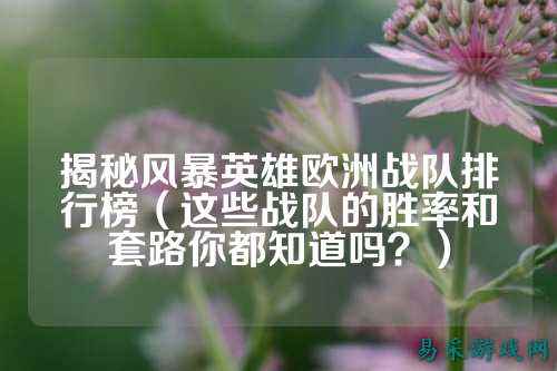 揭秘风暴英雄欧洲战队排行榜（这些战队的胜率和套路你都知道吗？）