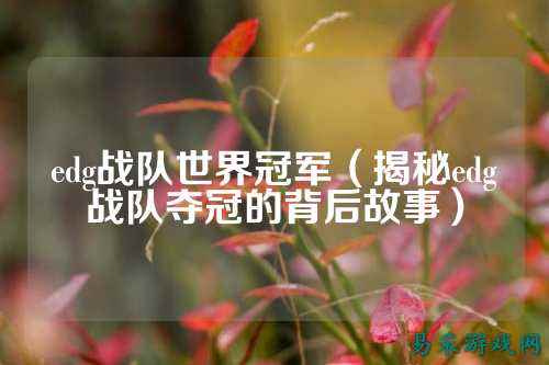 edg战队世界冠军（揭秘edg战队夺冠的背后故事）