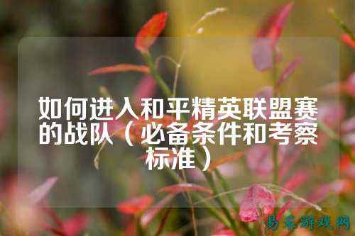 如何进入和平精英联盟赛的战队(必备条件和考察标准)