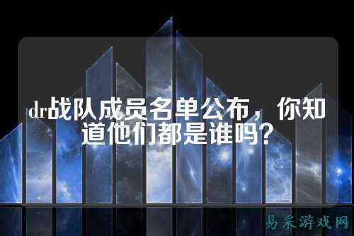 dr战队成员名单公布，你知道他们都是谁吗？