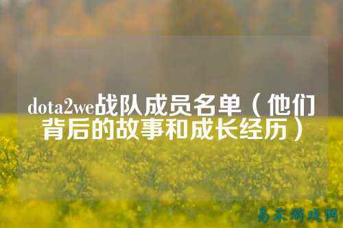 dota2we战队成员名单（他们背后的故事和成长经历）