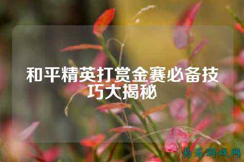 和平精英打赏金赛必备技巧大揭秘