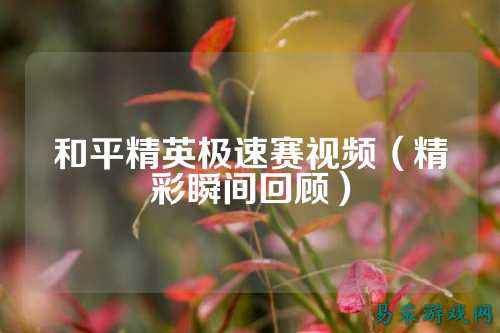 和平精英极速赛视频(精彩瞬间回顾)