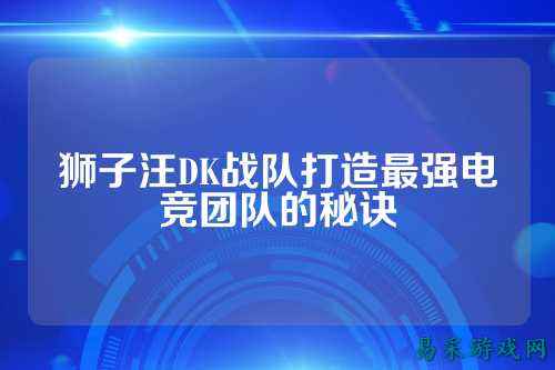 狮子汪DK战队打造最强电竞团队的秘诀