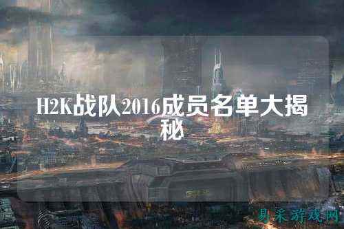 H2K战队2016成员名单大揭秘