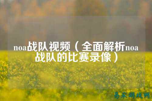 noa战队视频（全面解析noa战队的比赛录像）