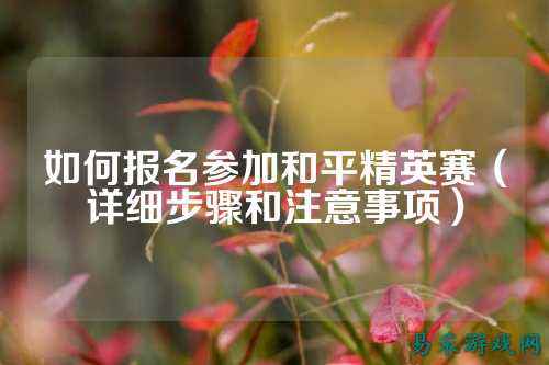 如何报名参加和平精英赛(详细步骤和注意事项)