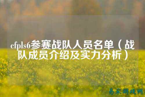 cfpls6参赛战队人员名单（战队成员介绍及实力分析）