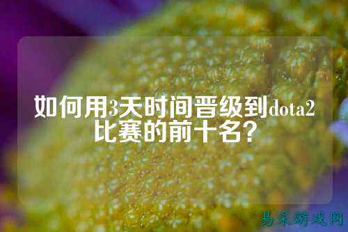 如何用3天时间晋级到dota2比赛的前十名？