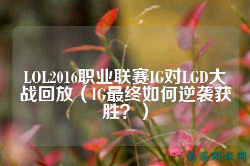 LOL2016职业联赛IG对LGD大战回放（IG最终如何逆袭获胜？）
