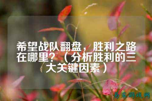 希望战队翻盘，胜利之路在哪里？（分析胜利的三大关键因素）