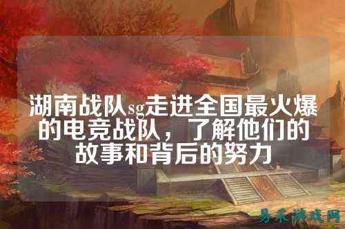湖南战队sg走进全国最火爆的电竞战队，了解他们的故事和背后的努力