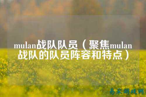 mulan战队队员（聚焦mulan战队的队员阵容和特点）