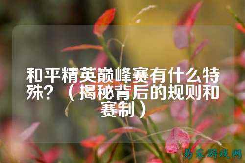 和平精英巅峰赛有什么特殊？（揭秘背后的规则和赛制）