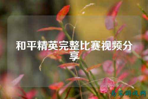 和平精英完整比赛视频分享