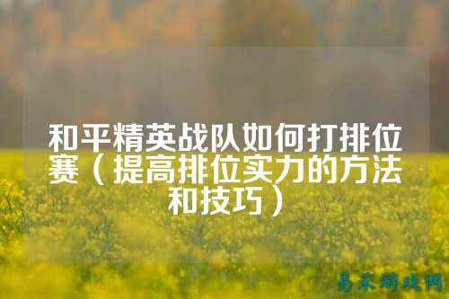 和平精英战队如何打排位赛（提高排位实力的方法和技巧）