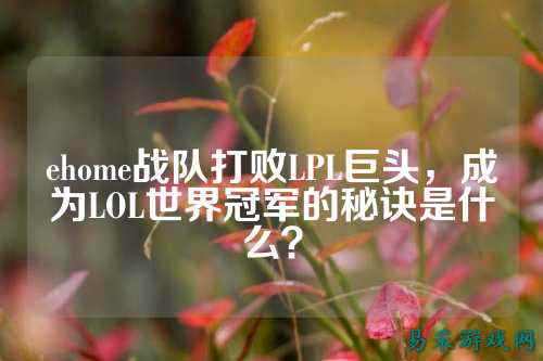ehome战队打败LPL巨头，成为LOL世界冠军的秘诀是什么？