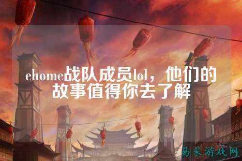 ehome战队成员lol，他们的故事值得你去了解