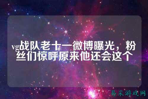 vg战队老十一微博曝光，粉丝们惊呼原来他还会这个
