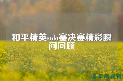 和平精英solo赛决赛精彩瞬间回顾