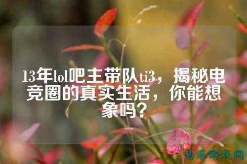 13年lol吧主带队ti3，揭秘电竞圈的真实生活，你能想象吗？