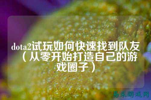 dota2试玩如何快速找到队友(从零开始打造自己的游戏圈子)