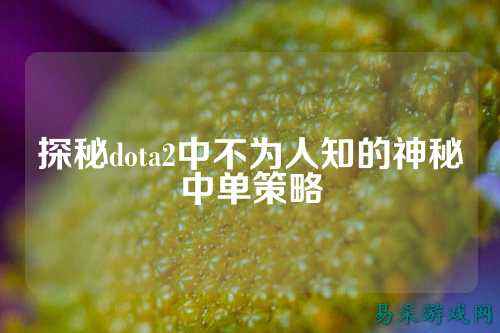 探秘dota2中不为人知的神秘中单策略