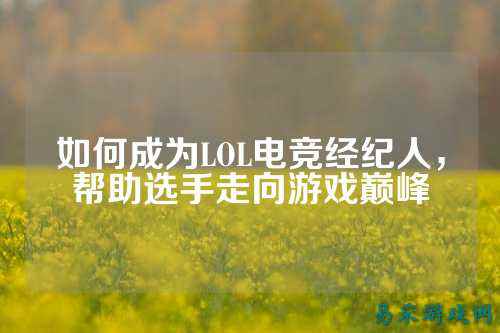 如何成为LOL电竞经纪人,帮助选手走向游戏巅峰
